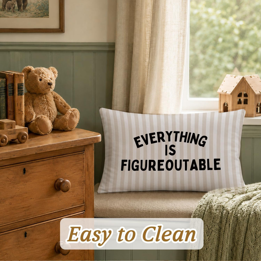 Everything is Figureoutable Inspirational 12x20 Pillow Cover, Positive Affirmations Motivational Striped Decorative Throw Pillow Covers Pillowcases Decorations for Home Bedroom Living Room