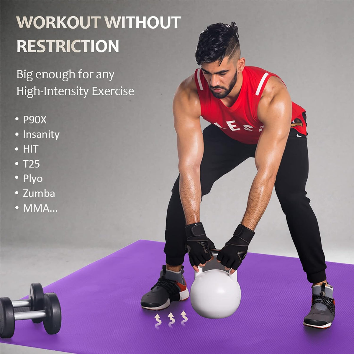 GXMMAT Large Exercise Mat 6'x4'/6'x5'/6'x6'(7mm)