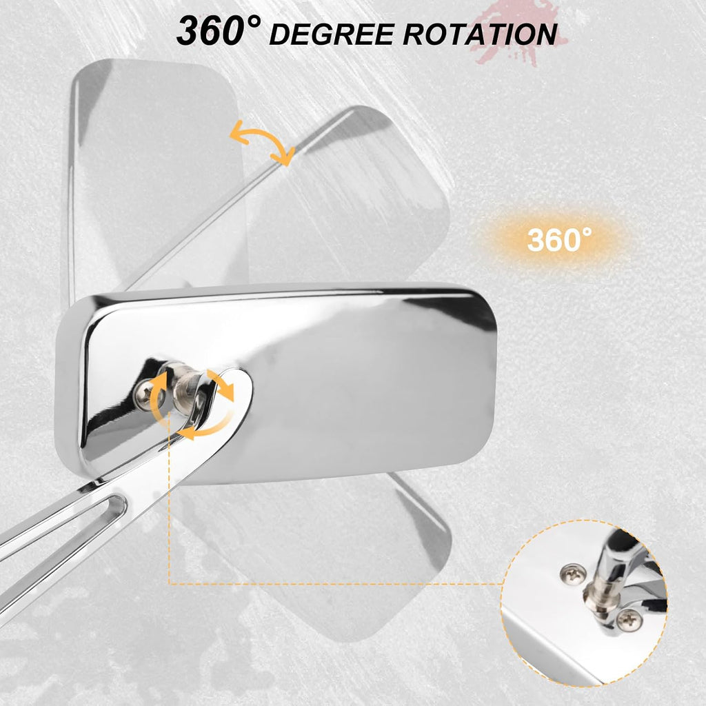 Motorcycle Rectangle Rearview Mirrors 8mm 10mm for Harley Touring