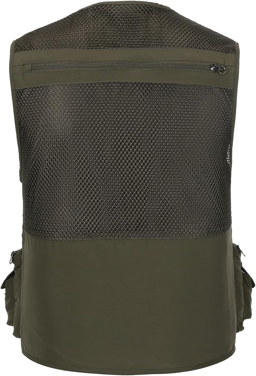 Hbufnha Outdoor Fishing Hunting Vest Multi Pockets Work Cargo Jacket