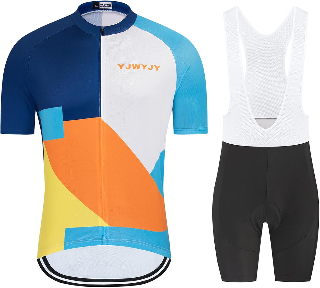 Men's Cycling Jersey Sets Road Bike Jersey Zipper Pockets with 20D Gel Pad MTB Shorts Biking Jersey Clothing Set