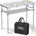 Anbte 3ft Folding Camping Table, 3 Adjustable Height Max 27.5",Floral Bloom