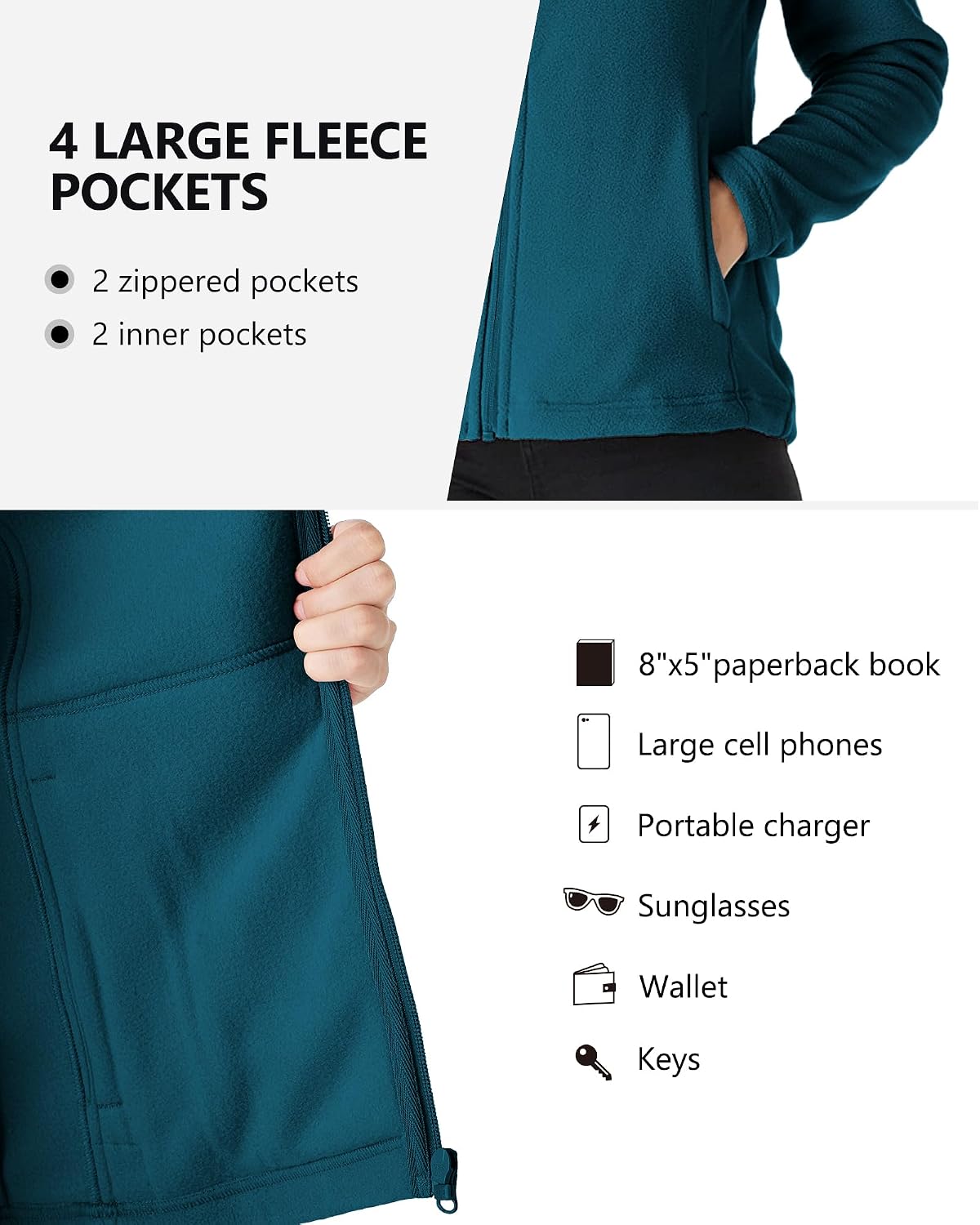 Outdoor Ventures Women's Lightweight Warm Polar Fleece Jacket Zip Up