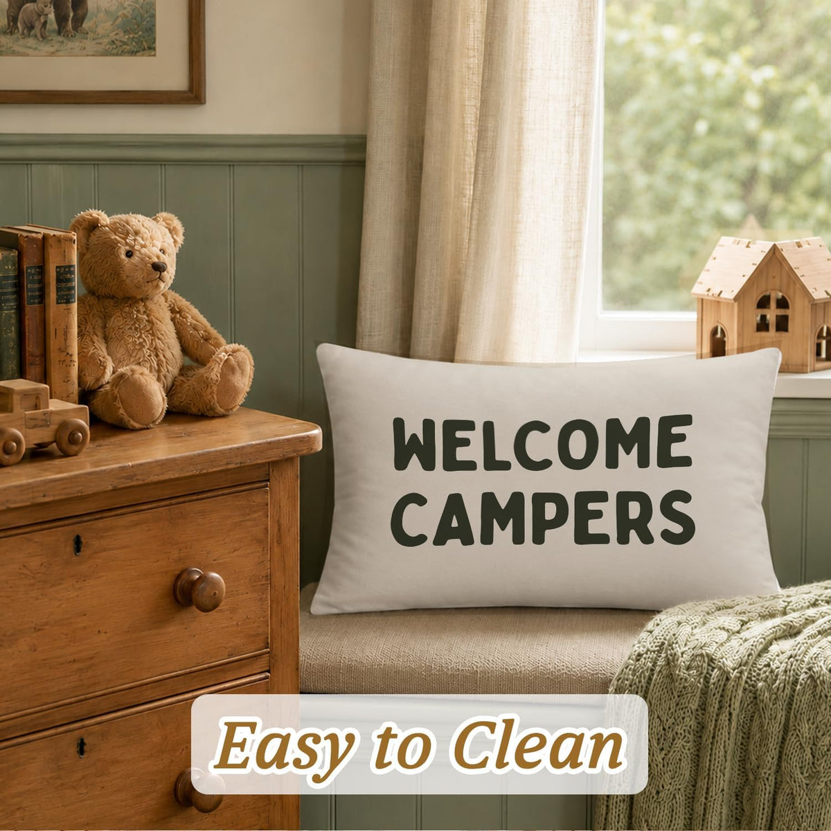 Welcome Campers 12x20 Pillow Cover Camping Decor，