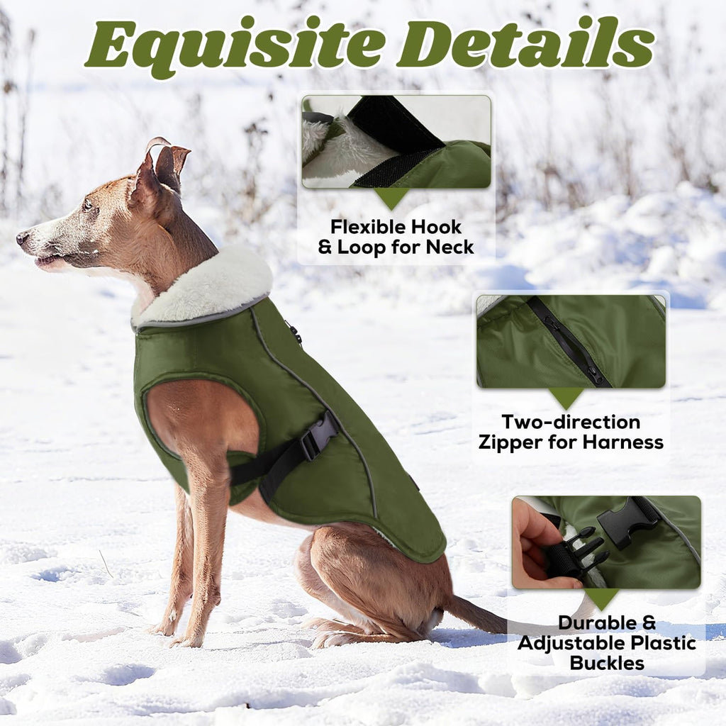 EMUST Dog Winter Coat, Waterproof Fleece Dog Jacket Winter for Small Dogs