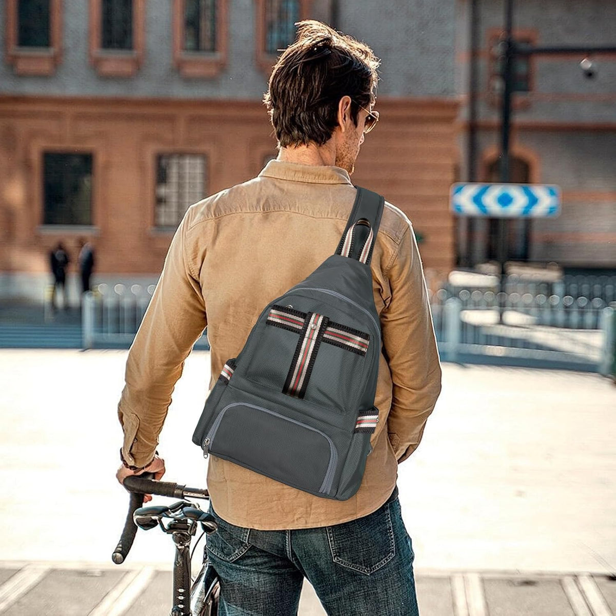 Crossbody Lunch Backpack, Double Deck Large Insulated leakproof Lunchbox