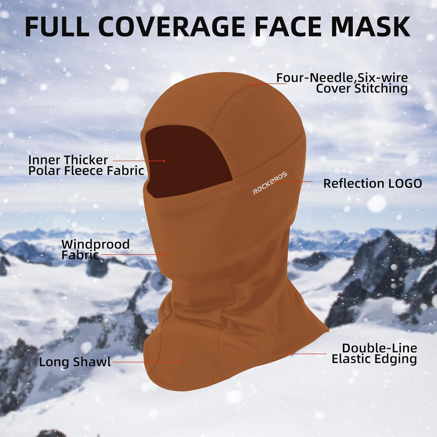 ROCKBROS Ski Mask Balaclava Cold Weather Scarf Thermal Winter Neck