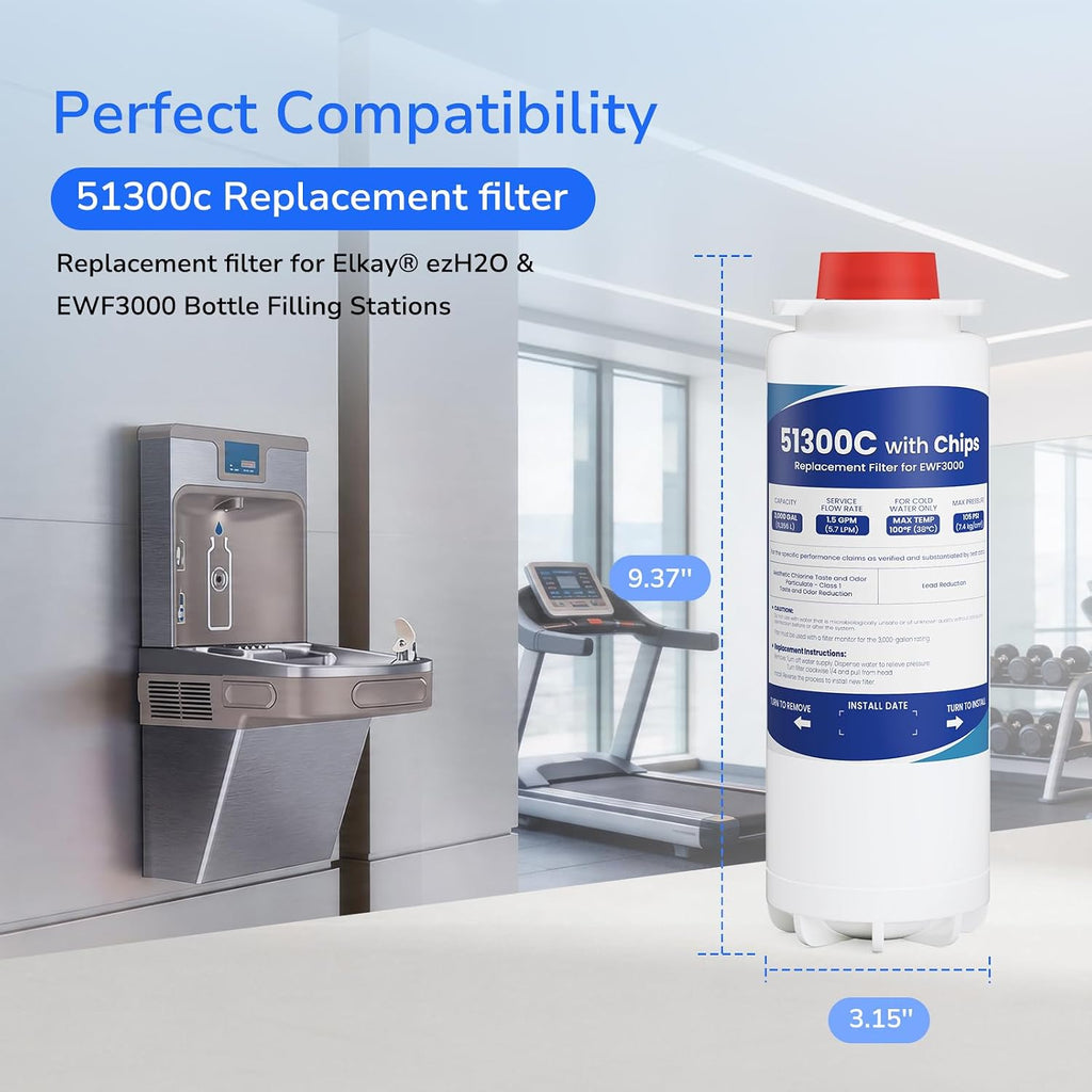 51300C Water Filter With Chip For Elkay ezH2O EWF3000 Bottle Fill Stations