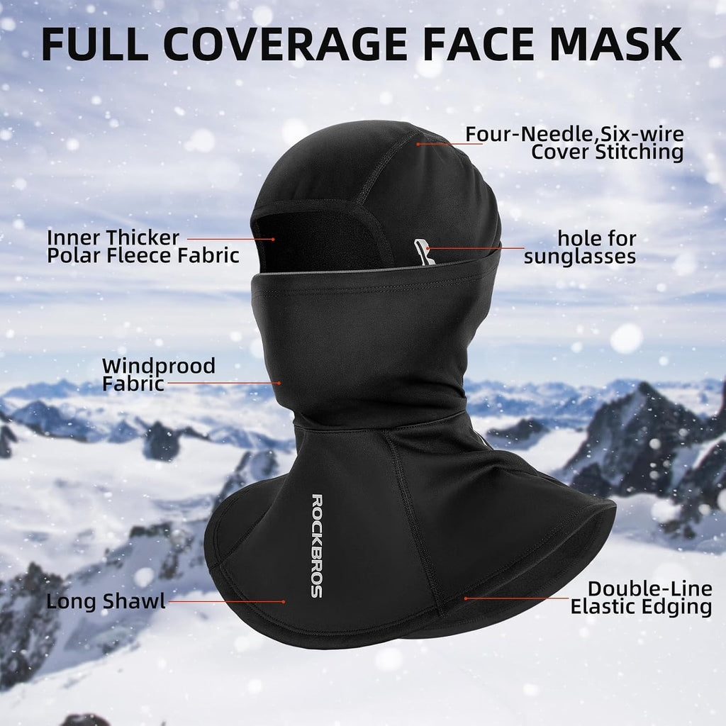 ROCKBROS Ski Mask Balaclava Cold Weather Scarf Thermal Winter Neck