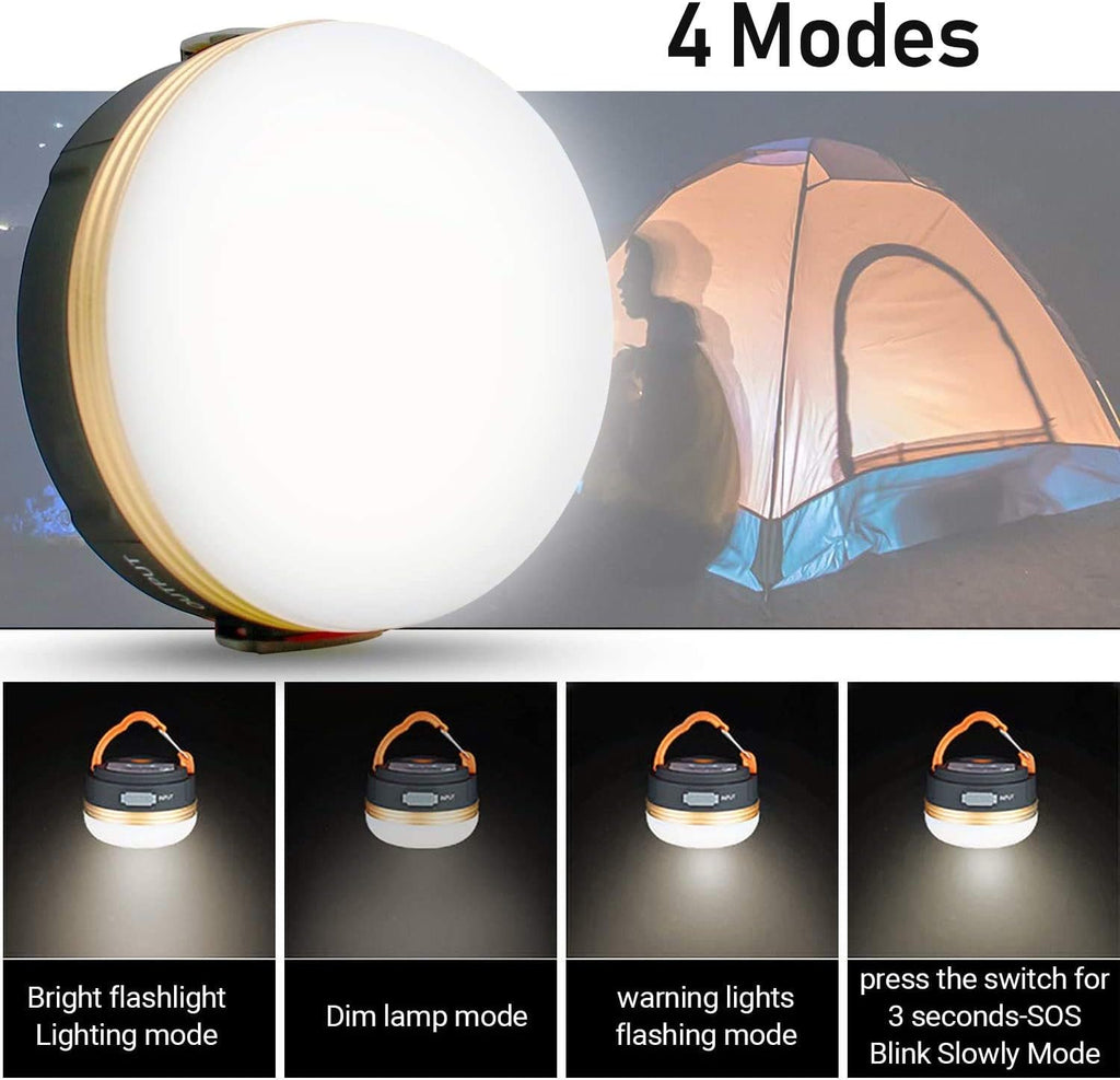 Censinda LED Camping Lantern, 1800mAh Rechargeable Portable Tent Light, 300LM,3 Light Modes, with Magnet Base,Electric Lantern Flashlight for Camping/Hiking/Fishing/Hurricane/Emergency(2 Packs)