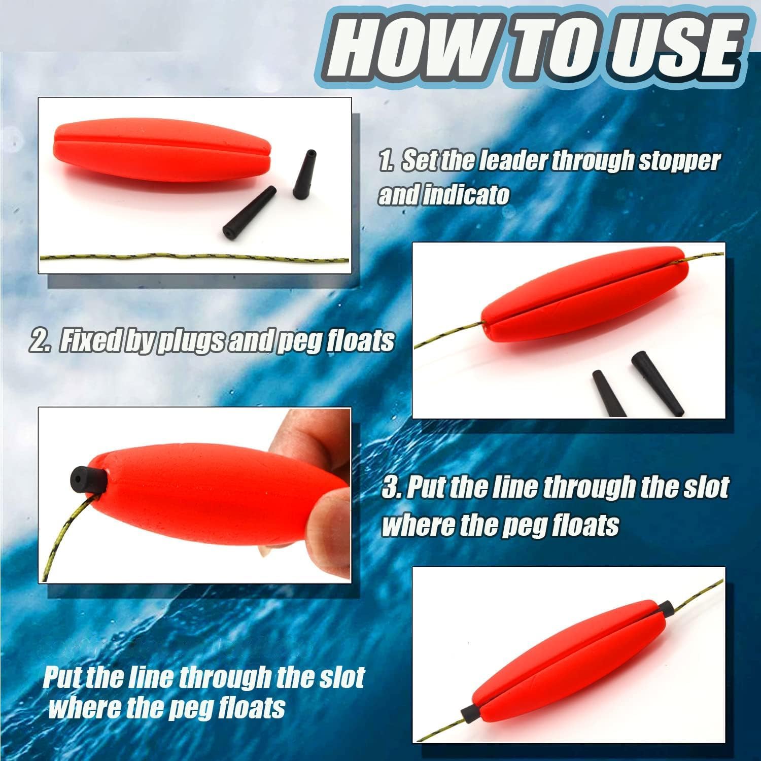 YOTO Peg Floats Slotted丨Fishing Floats for Catfish丨Fishing Cigar Foam Bobber for Santee Rig丨1.5in，2in，2.5in，3in