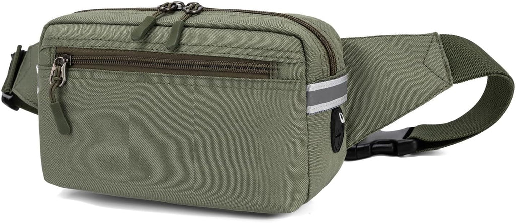Mini Hiking Waist Bag, 3-Pocket 1.7L RFID Blocking Fanny Pack for Men Women (Army Green)