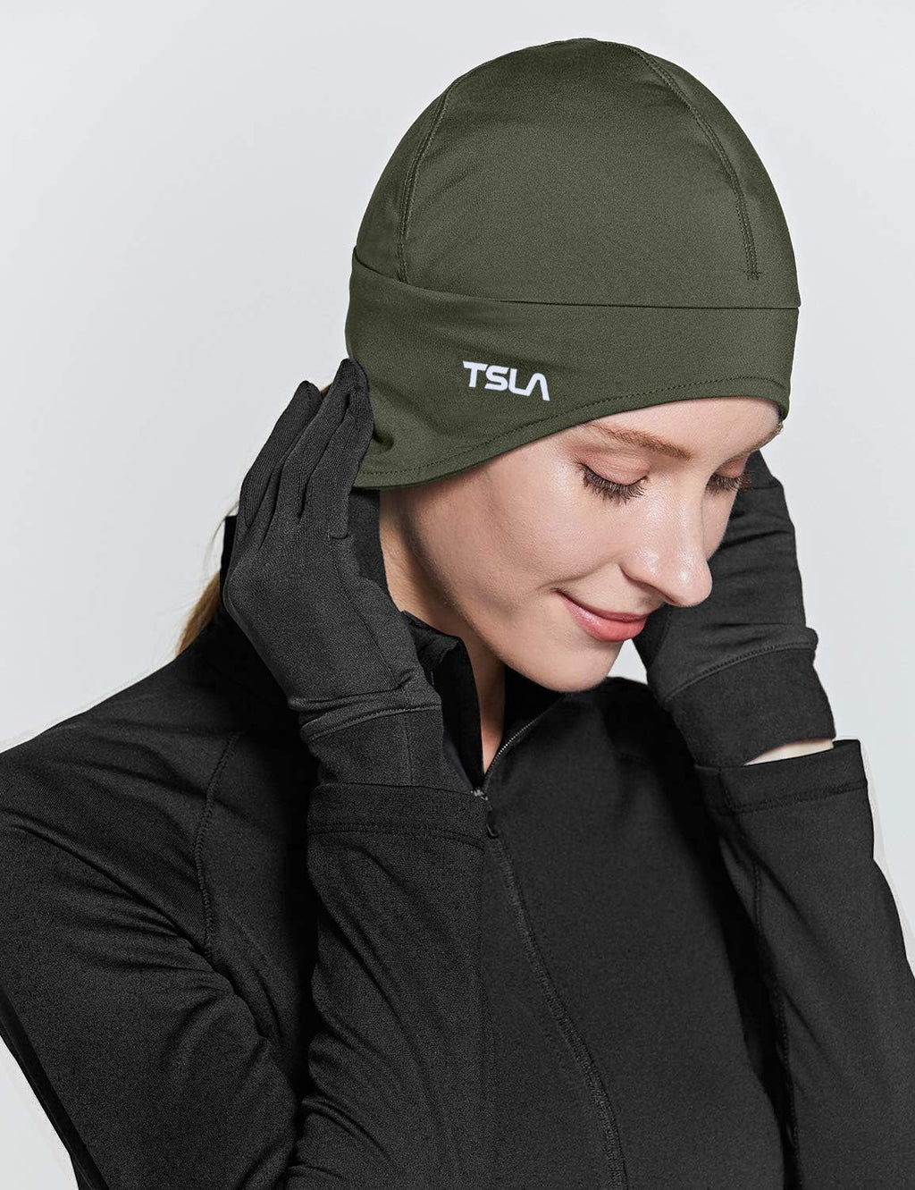 TSLA Men and Women Thermal Fleece Skull Cap, Winter Ski Cycling Under Helmet Liner, Running Beanie Hat