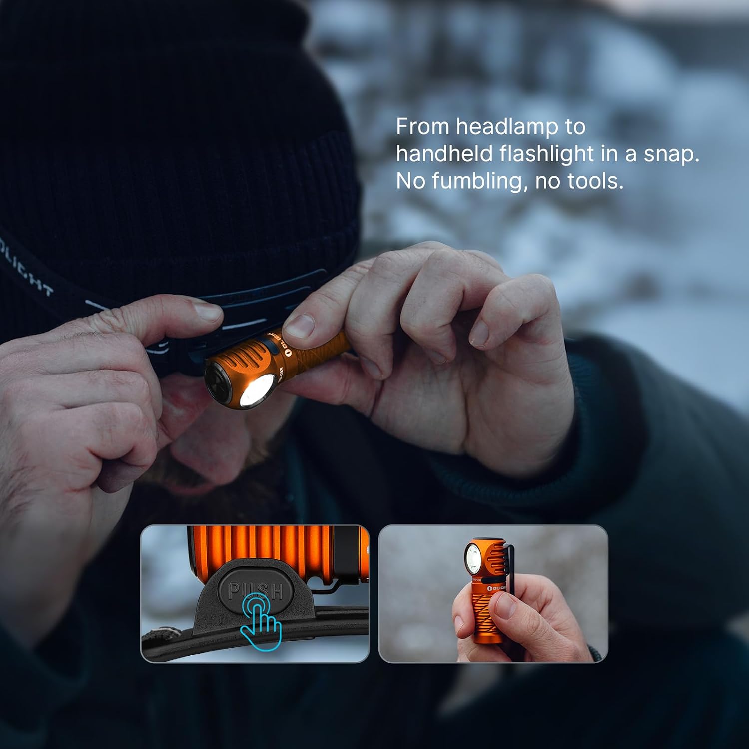 OLIGHT Perun 3 Mini Rechargeable Headlamp, Waterproof, 1250 Lumens, Orange