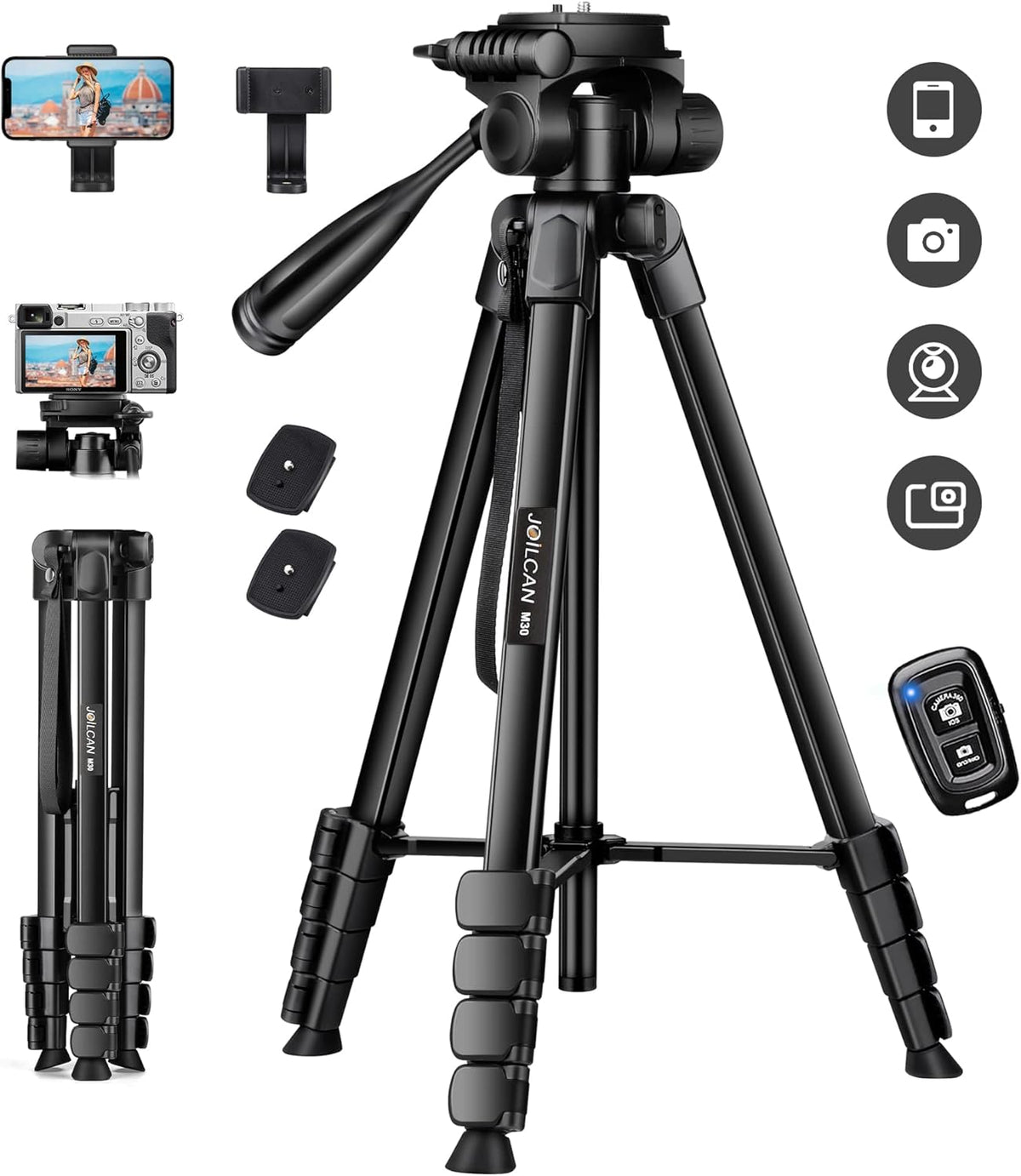 JOILCAN Phone Tripod, 67" Camera Tripod Stand for iPhone iPad