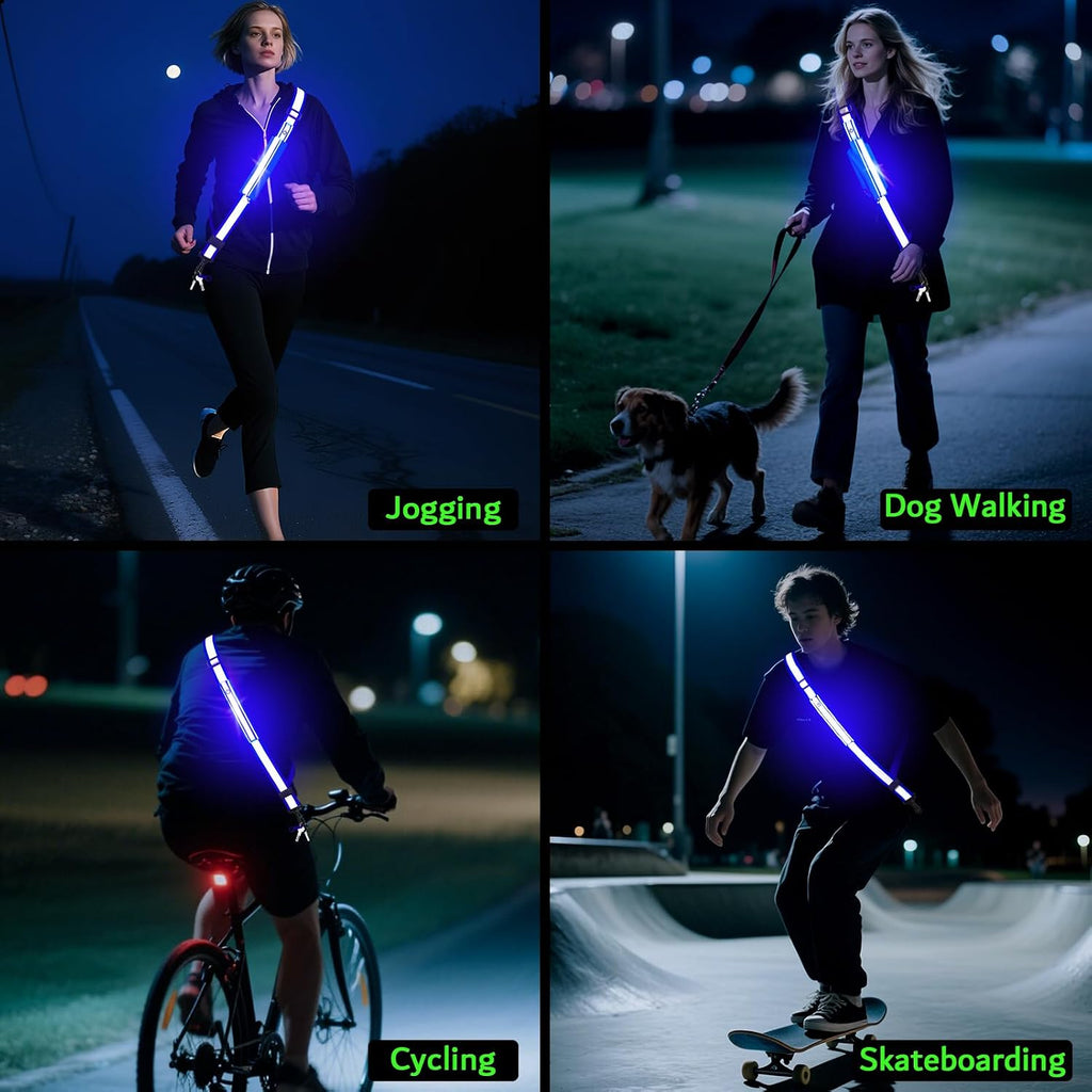 LED Reflective Night Walking Safety Gear,Adjustable Walking Light Belt, for Night Dog Walking,High Visibility Safety Lights for Walking at Night for Men Women Jogging Running Biking