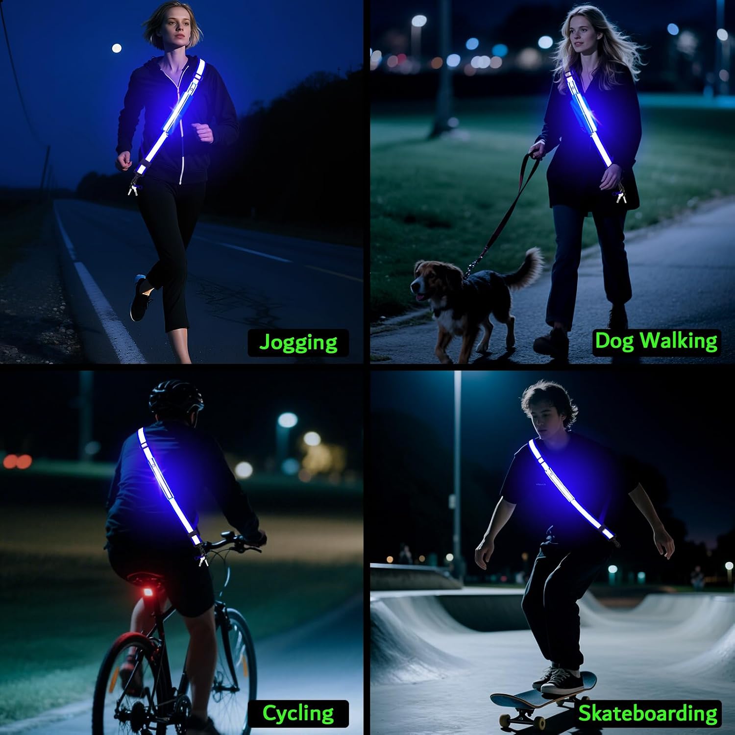 LED Reflective Night Walking Safety Gear,Adjustable Walking Light Belt, for Night Dog Walking,High Visibility Safety Lights for Walking at Night for Men Women Jogging Running Biking