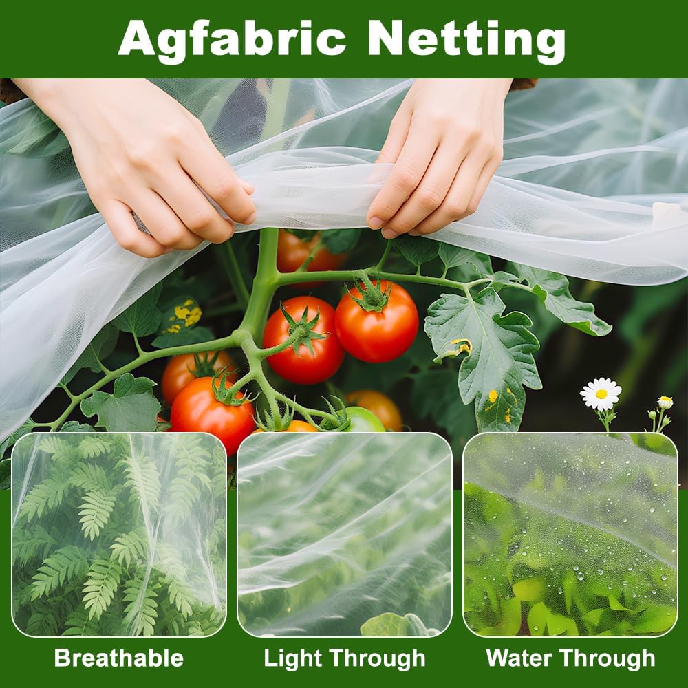 Agfabric Garden Netting 3.9'x9.8' Insect Pest Barrier Netting for Garden Protection,Plant Cover Row Cover Mesh Netting for Vegetables Fruit Trees and Plants,White