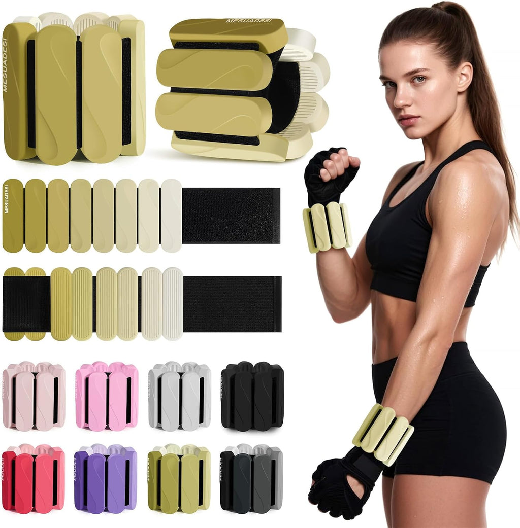 Wrist Weights – Ankle Wrist Weights for Women & Men – Adjustable Weighted Bangles Set (1 lb Each) | Arm and Leg Weights for Yoga, Pilates, Running & Walking