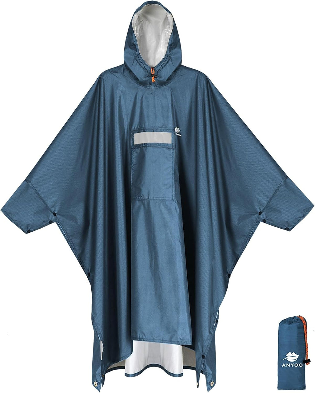ANYOO Hooded Rain Poncho for Adult Waterproof Lightweight Raincoat