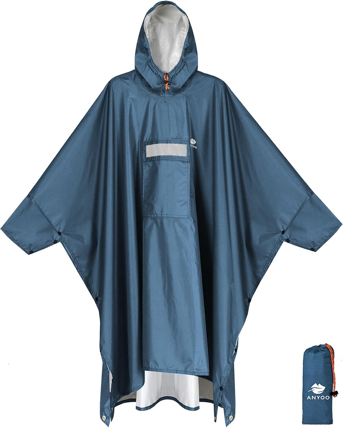 ANYOO Hooded Rain Poncho for Adult Waterproof Lightweight Raincoat