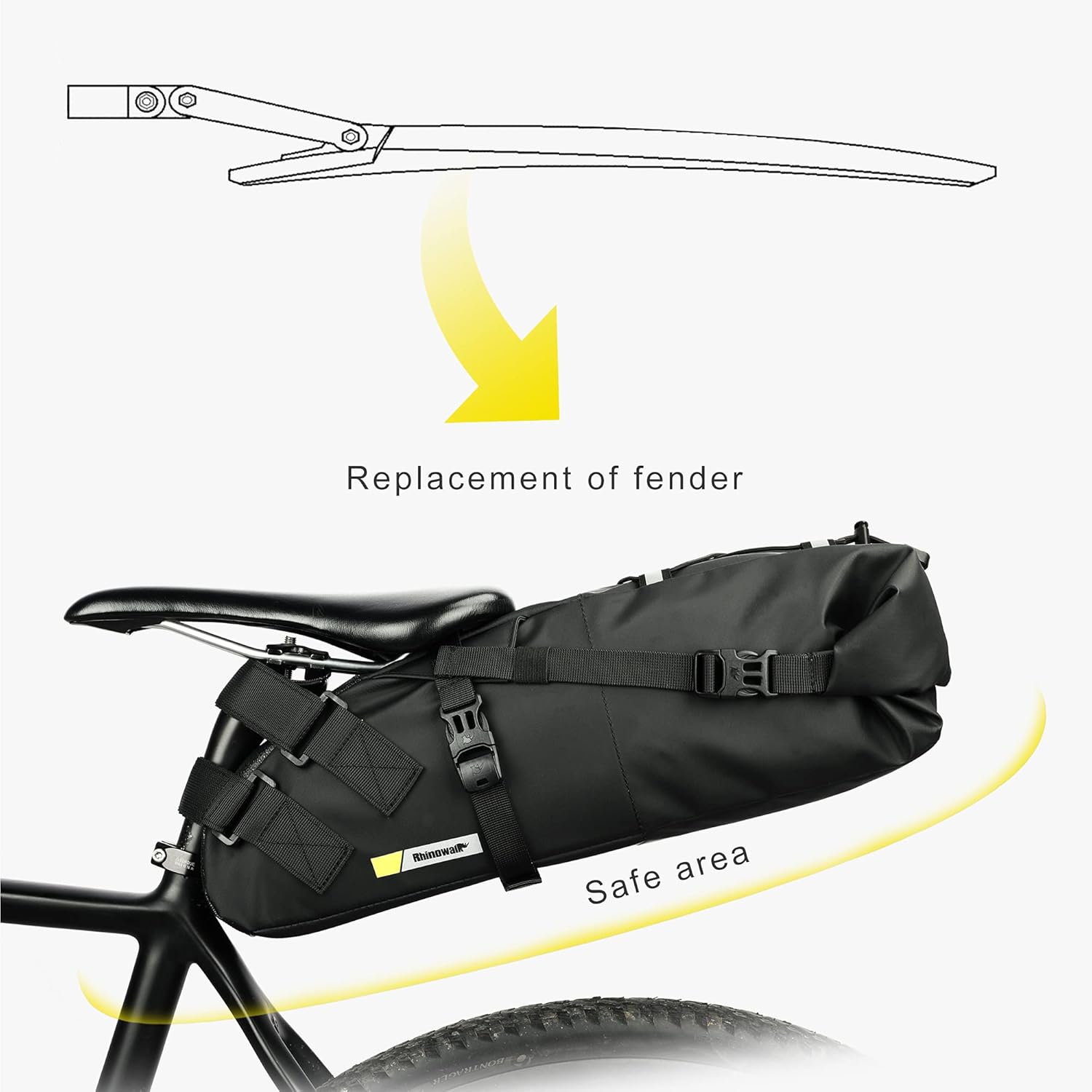 Rhinowalk Waterproof Bike Saddle Bag 13L - Under Seat Storage for Mountain Road Biking and Commuting Trips