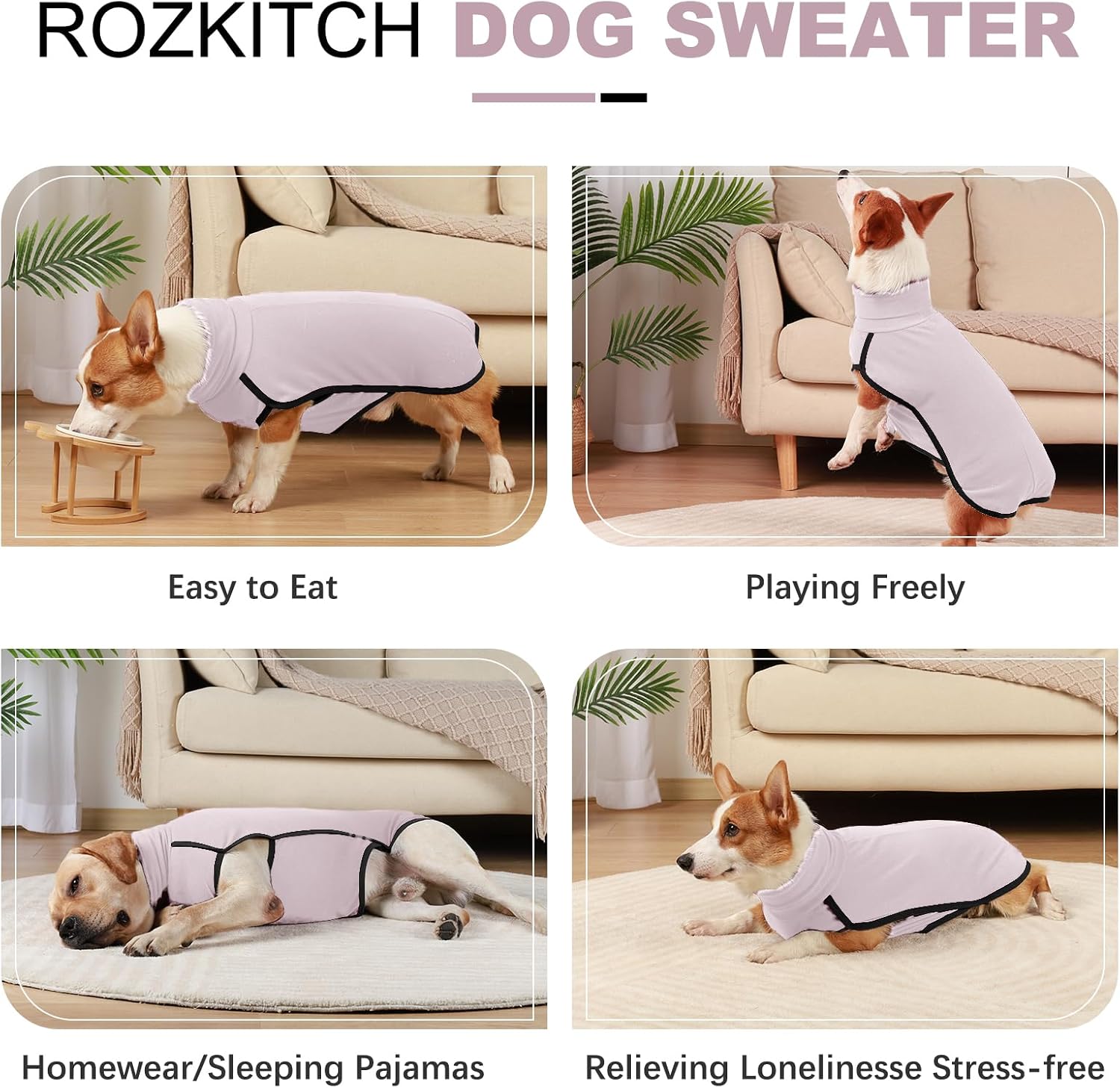 ROZKITCH Dog Sweater S, Warm Turtleneck Shirt for Medium Dogs