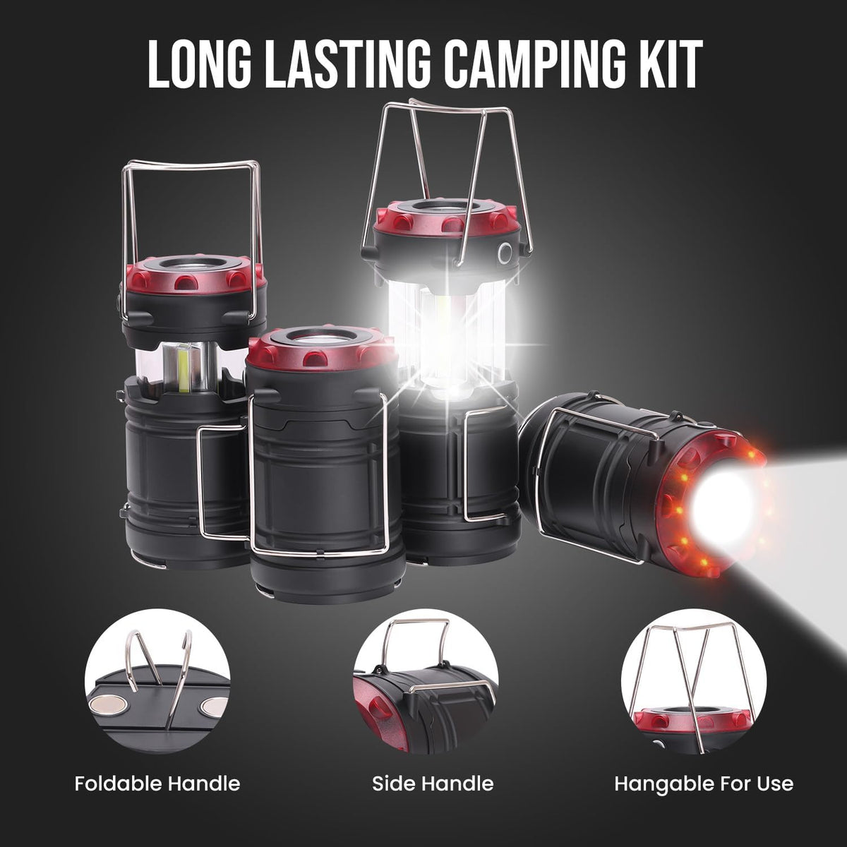 Lichamp 4 Pack Lantern Camping Essentials Lights, Collapsible Lanterns
