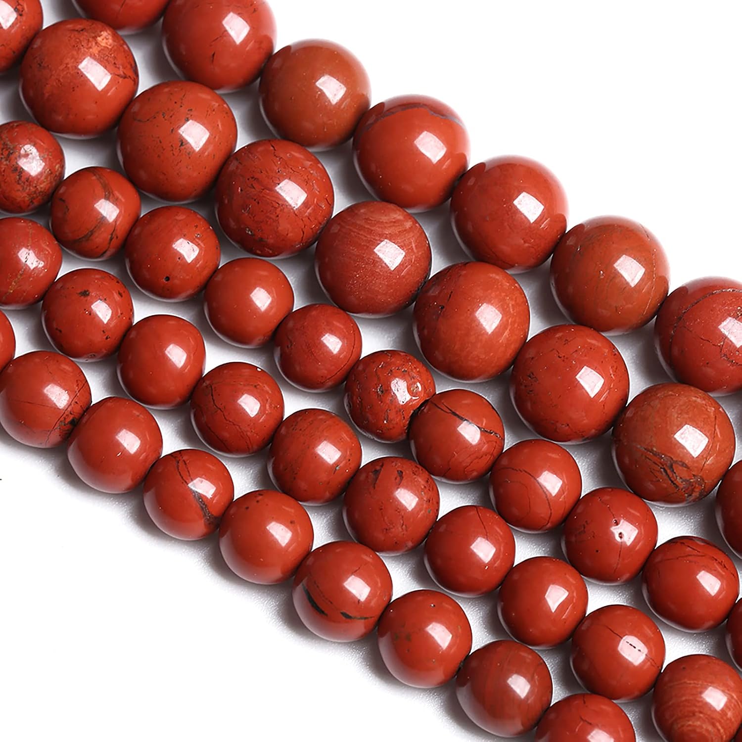 12MM 30PCS Natural Stone Chinese Red Jaspers Spacer Beads for Jewelry Making DIY Bracelet