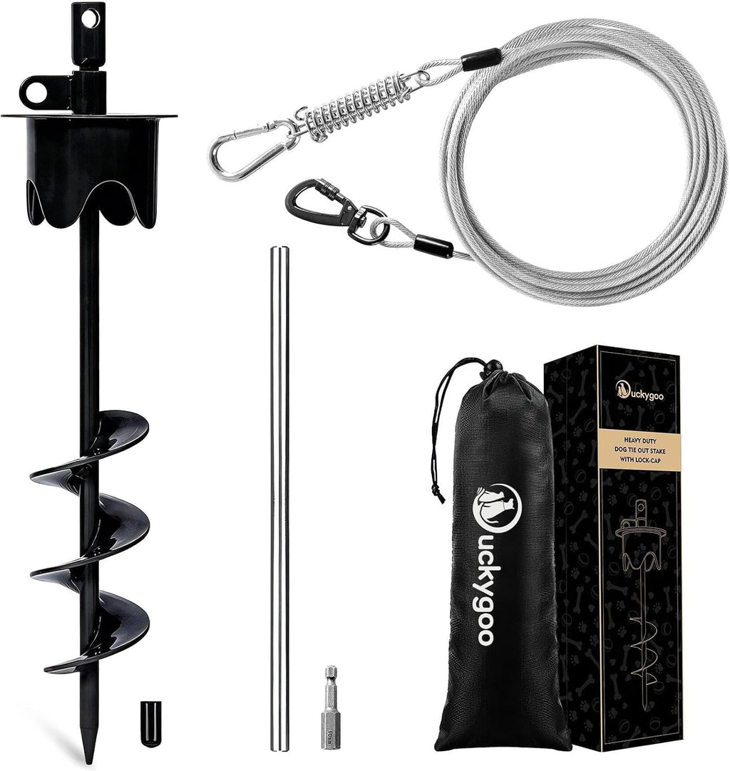 Heavy Duty Dog Tie Out Cable & Stake for Outside,10FT