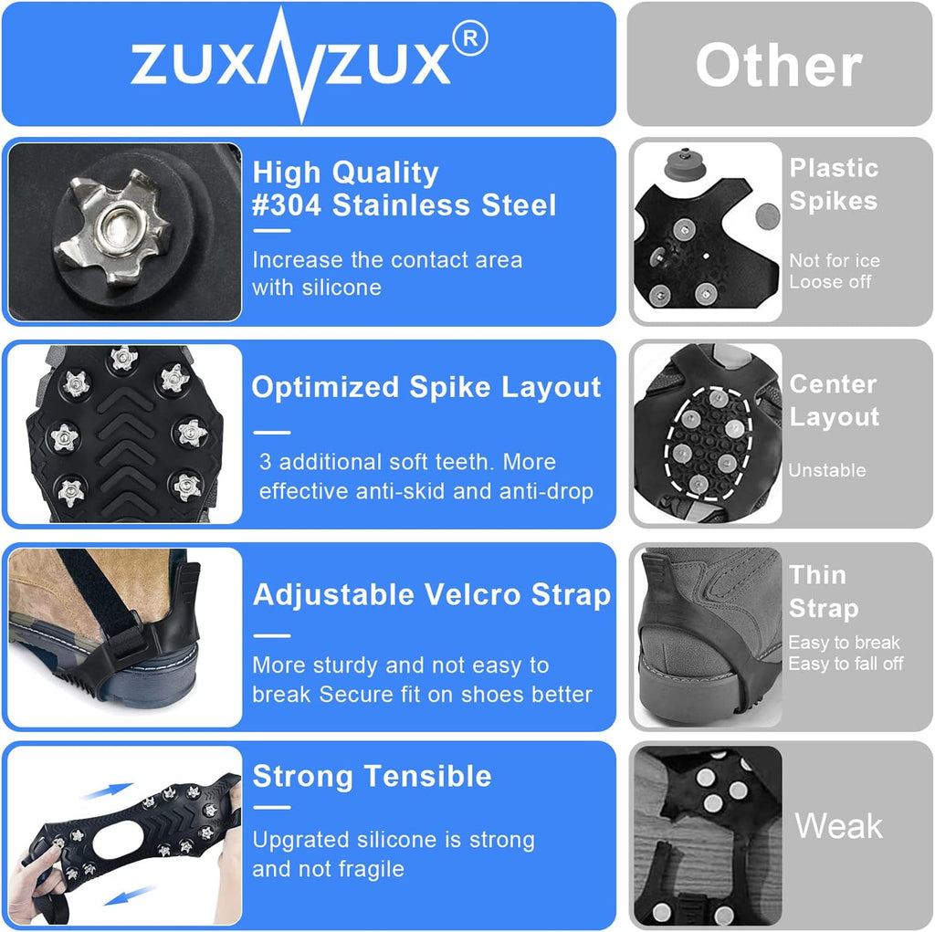 Crampons, Ice Cleats for Shoes and Boots, Silicone Stainless Steel