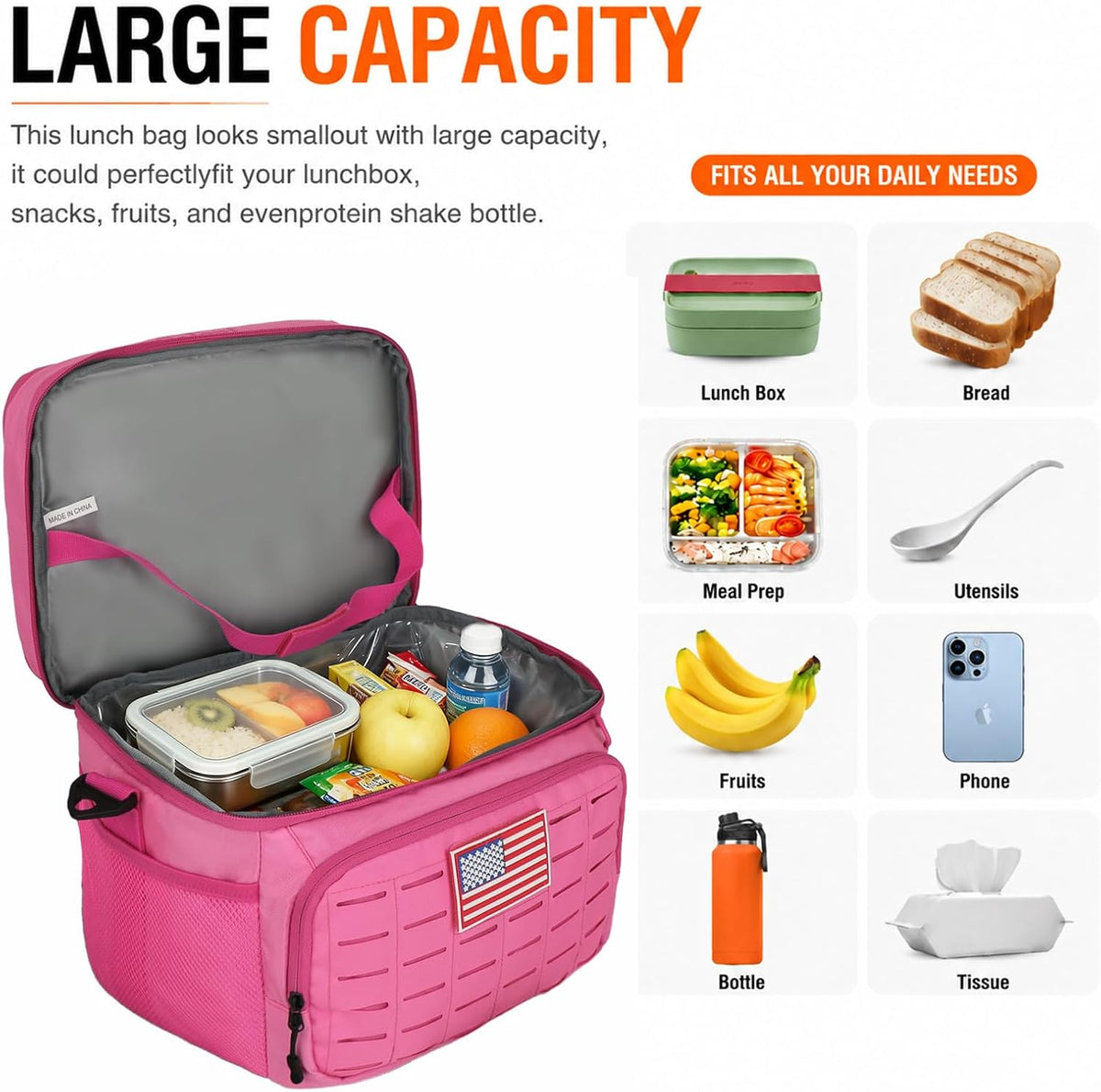 Goloni Lunch Box for Men & Women, Small Cooler Soft Thermal Leakproof Bag with Shoulder Strap, Multi-Pockets for Picnic, Beach, Camping