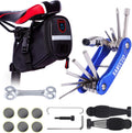 YBEKI 10-in-1 Bike Repair Kit with, 3-in-1 Tire Levers, Glueless Patches, Multifunctional Bone Wrench & Waterproof Saddle Bag | Compact Bicycle Multi-Tool Kit for Emergency Roadside Repairs