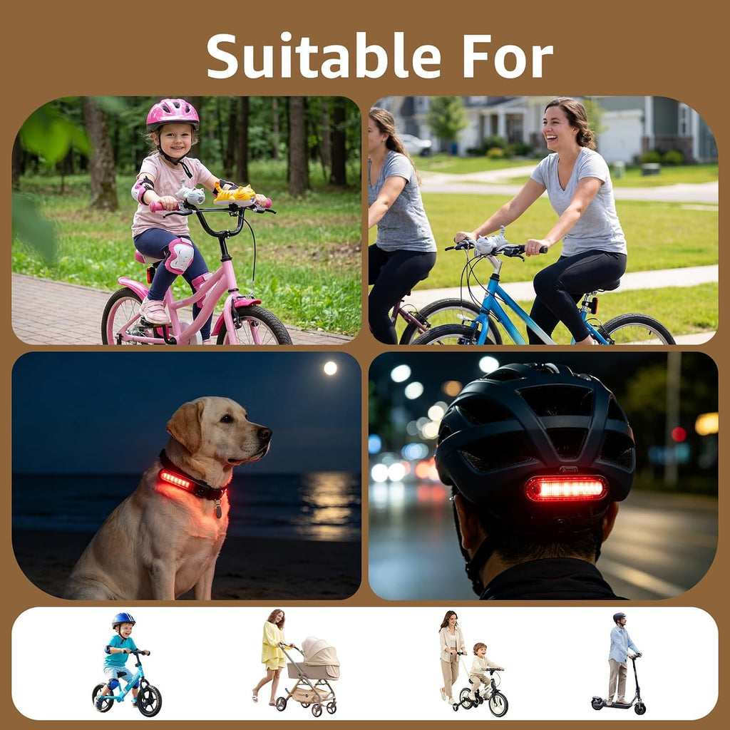 KunHe 2 Pack Cat Bike Lights Front and Back for Kids Rechargeable Set