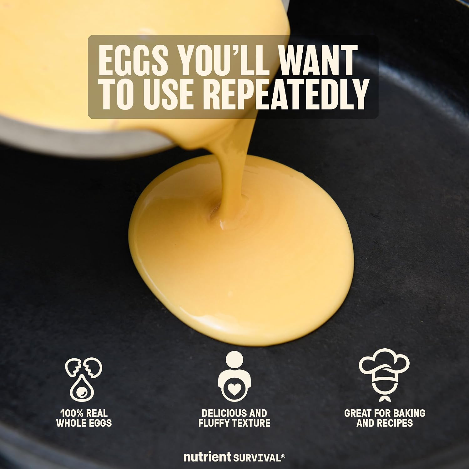 4 Cans, 70 Egg Equivalent per can - Nutrient Survival Vitamin Powdered Eggs Freeze Dried Prepper Supplies & Emergency Food Supply, 33 Essential Nutrients, Gluten Free, Shelf Stable Up to 25 Years