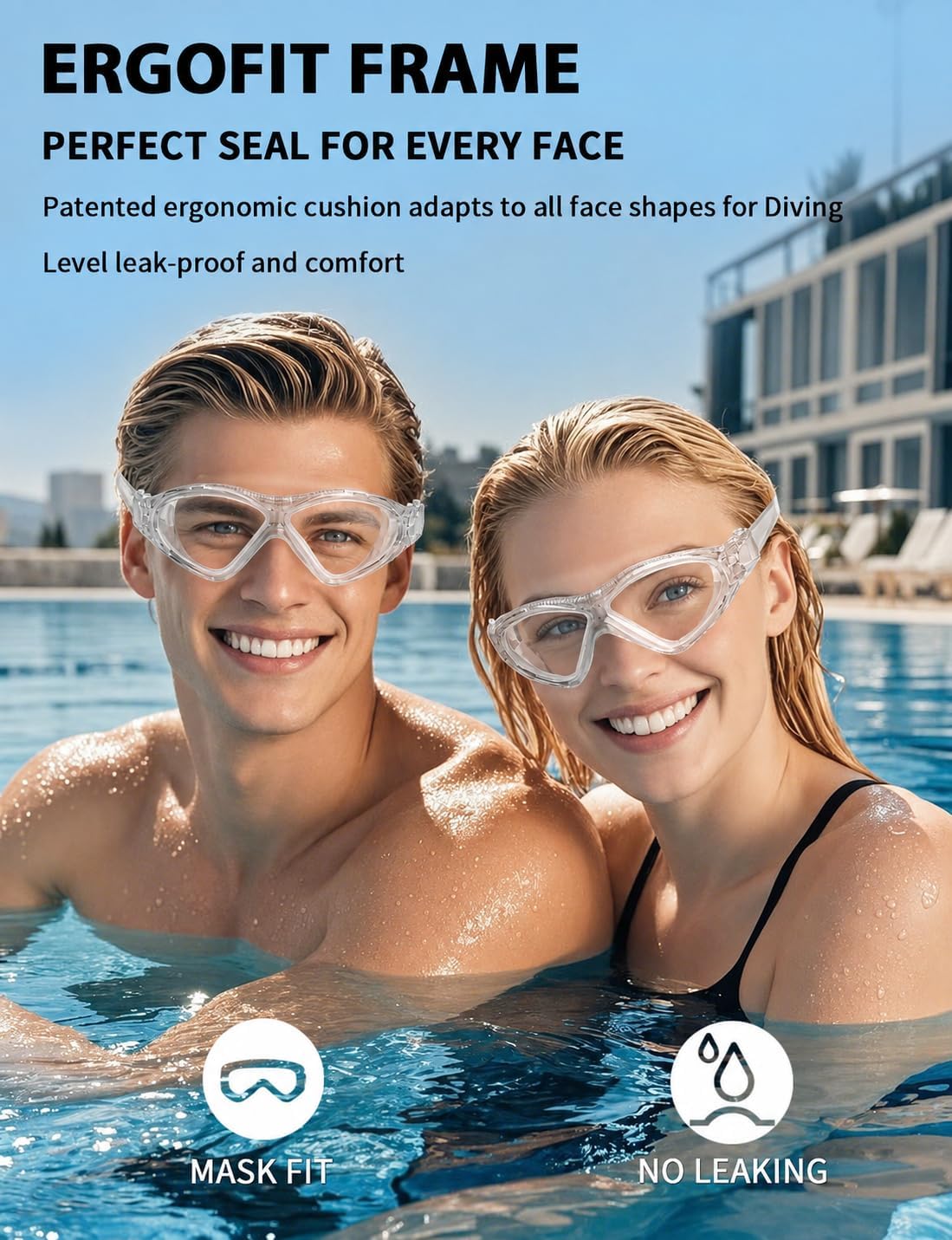 Adult Swim Goggles, Liquid Silicone Anti Fog Swimming Goggles for Men and Women with Anti-Fog/UV & 180° Clear View
