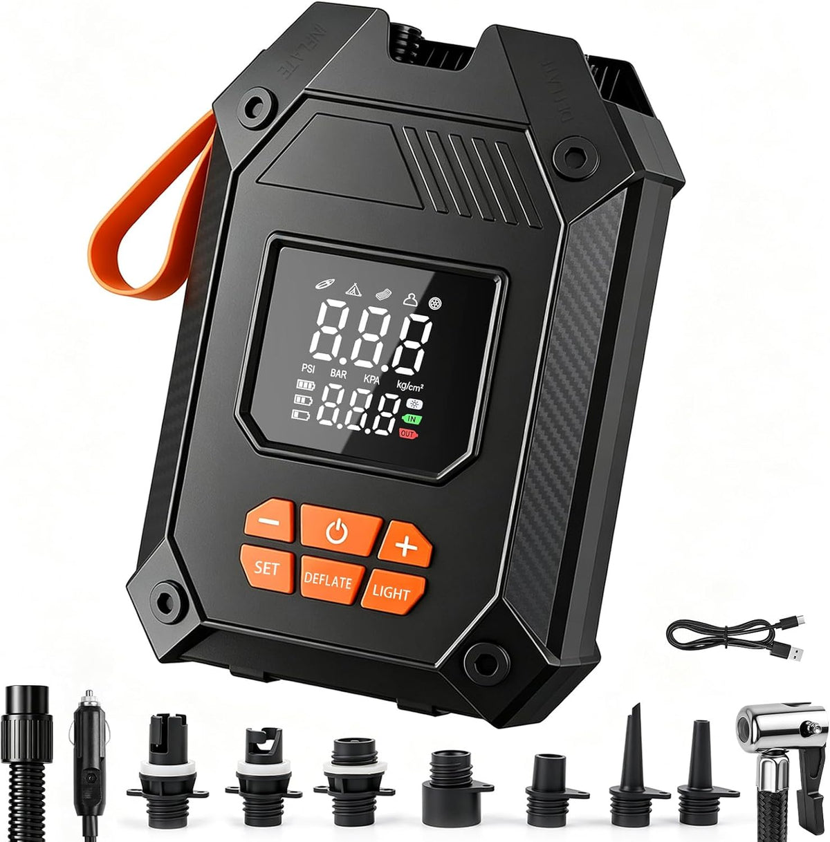 Electric Paddle Board Pump, 45 PSI Cordless Rechargeable SUP Pump, 4X Faster Dual-Stage Inflation & Deflation, Portable Air Pump with LED Light & Auto-Off for SUP, Kayak, Surfing Kite