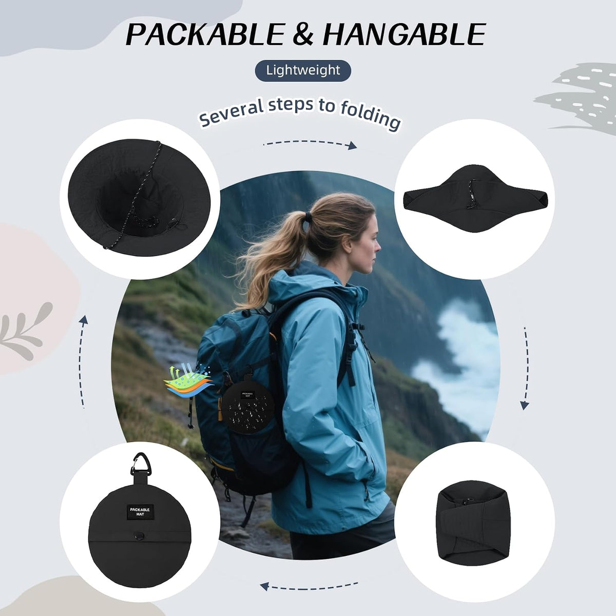 Durio Waterproof Bucket Hats for Woman UPF 50+ Sun Hat