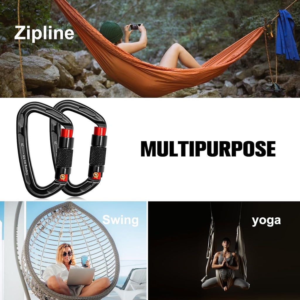 Oupeng sky Auto Locking Carabiner Clips - 28KN (6172lbs) Heavy Duty Caribeaners, Large Carabiner Clip for Keychains，Hammock，Camping, Gym, Hiking, Outdoor ，Dog Leash