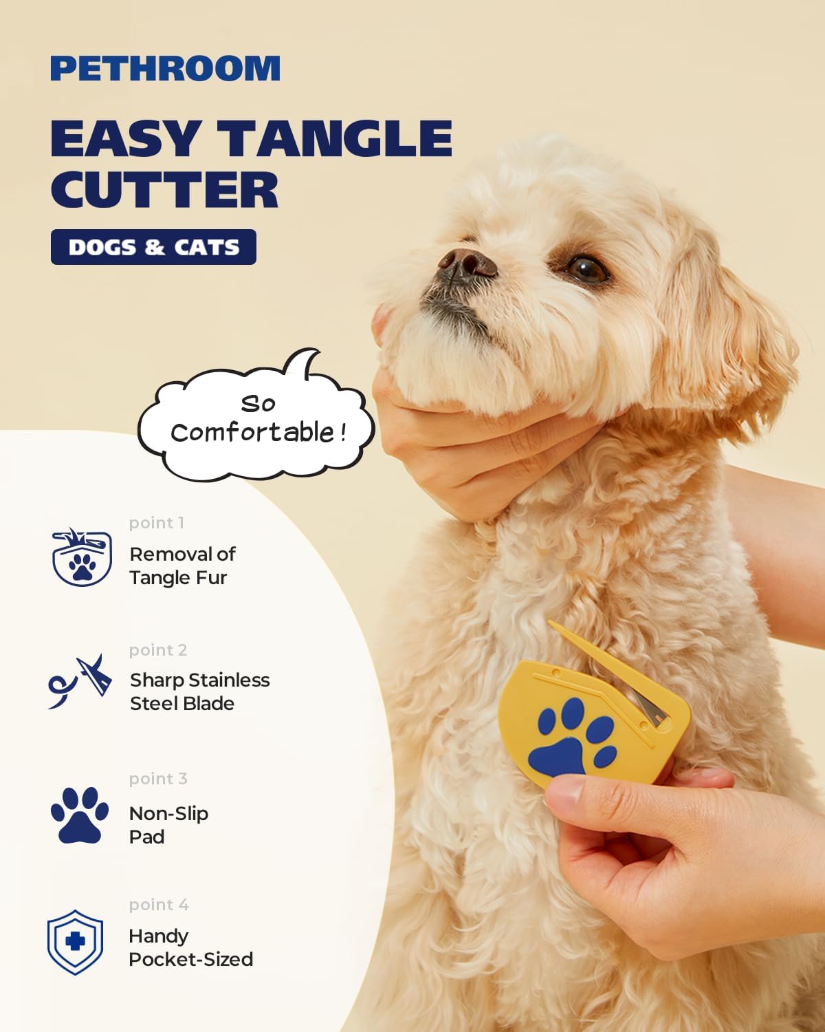 PETHROOM Easy Tangle Cutter for Dogs & Cats, Professional Dematting Tool