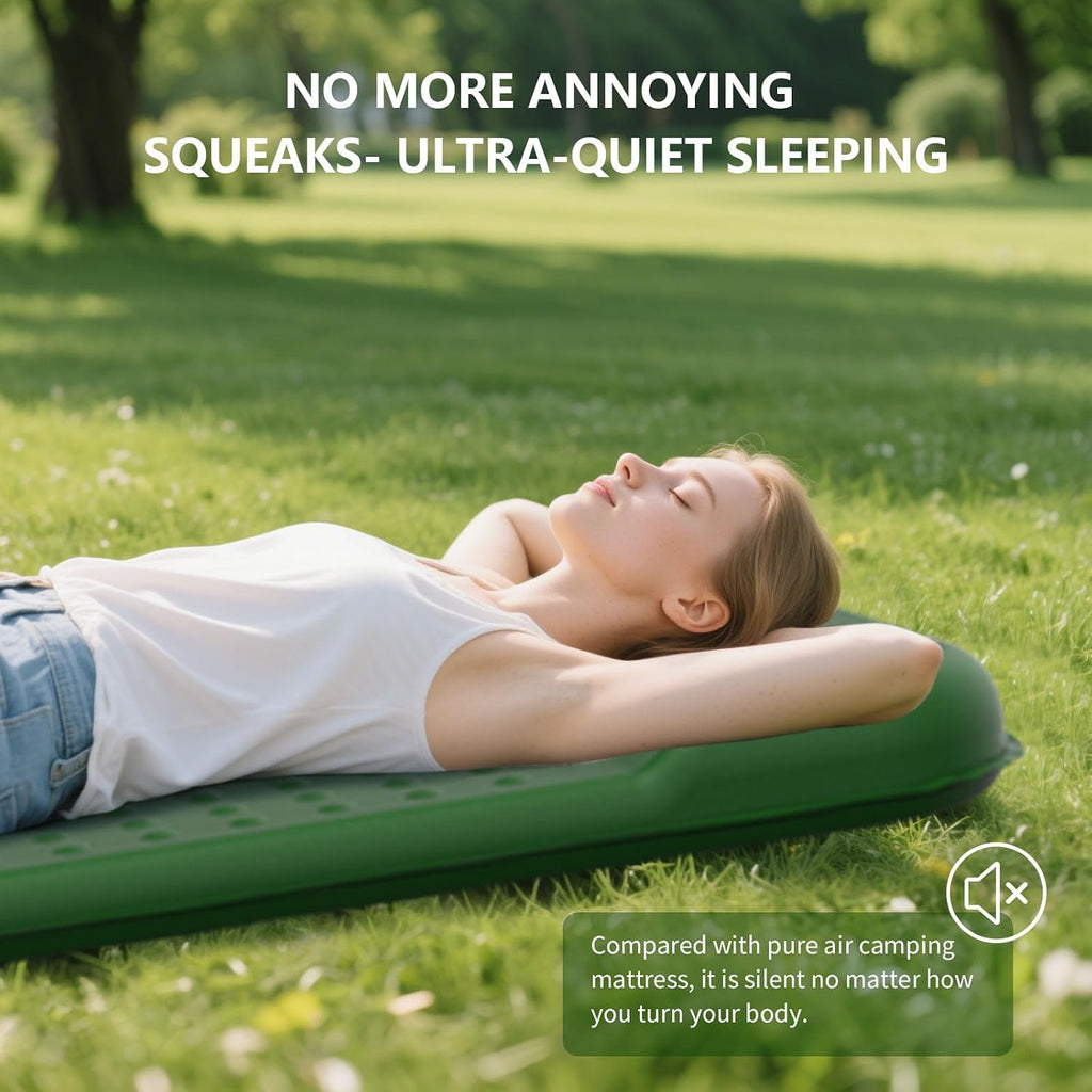 HiiPeak Memory Sleeping Pad, Compact 3" Thick Foam Sleeping Mats with Pillow, 9.5 R-Value Insulated Camping Mattress Pad, Easy Inflate & Deflate, Inflatable Sleep Mat for Backpacking Hiking Car Tent