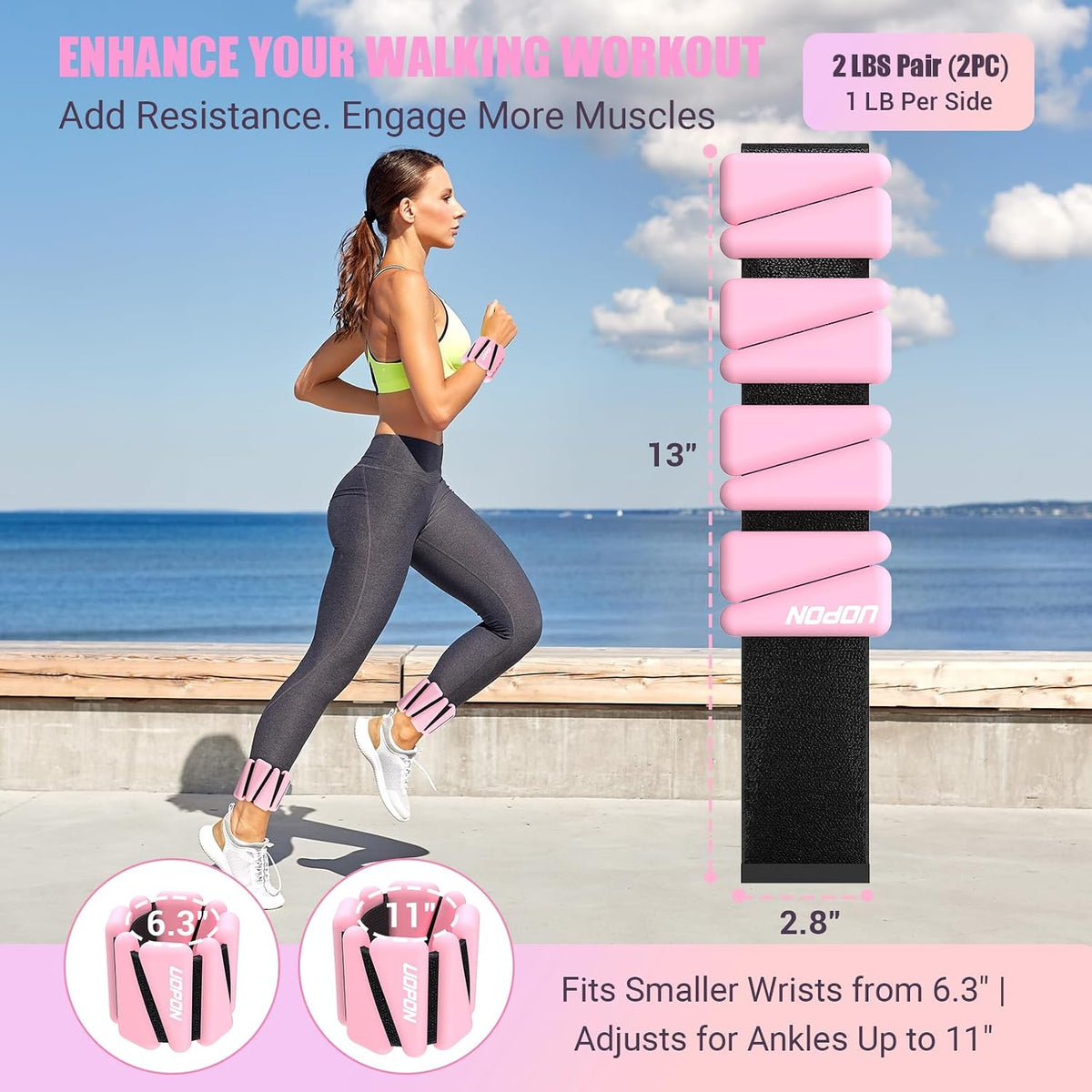 Wrist Ankle Weight for Women, Adjustable Silicone Weight Set of 2