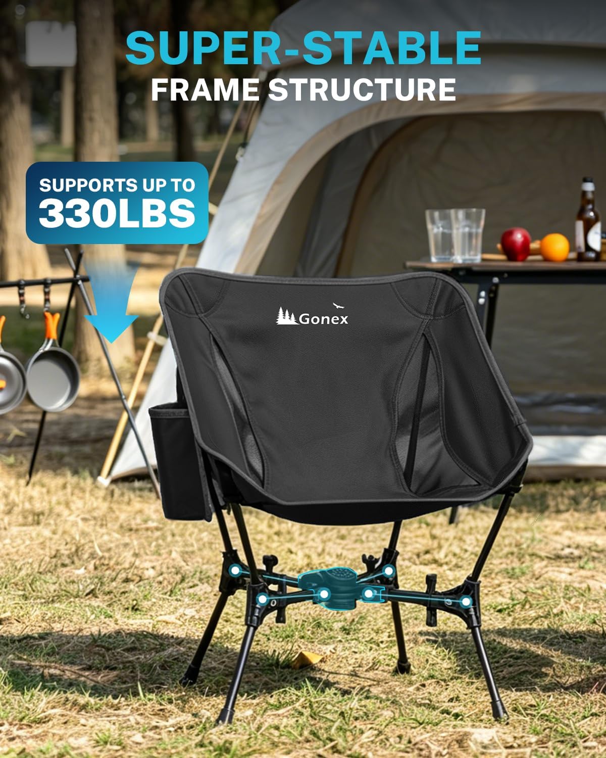 Gonex Portable Camping Chair, Compact Collapsible Backpacking Camp Chair