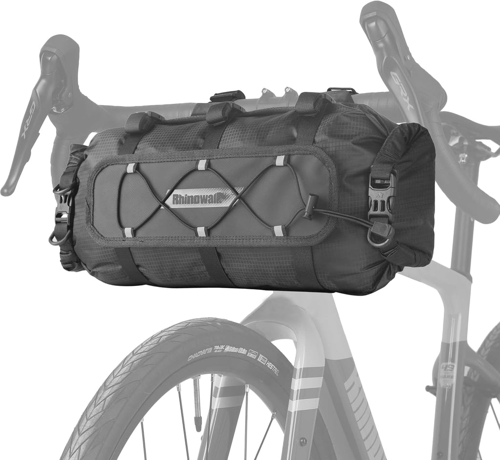 Rhinowalk Bike Handlebar Bag Waterproof Dry Bag 12L Bicycle Front Roll Bag Large Capacity Storage Bag Shoulder Bag for Bikepacking