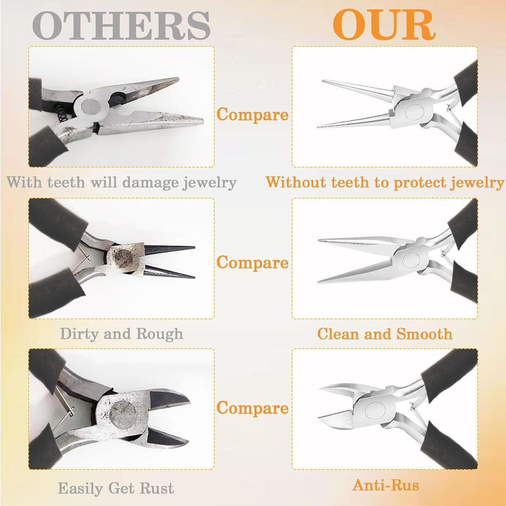 6 Pack Jewelry Pliers Set, Mini Pliers Set, Jewelry Making Include Flat, Jewelry Tools, Needle, Round, Bending Linesman, Applicable to Handicrafts, Earring Making, Repairing Electronic