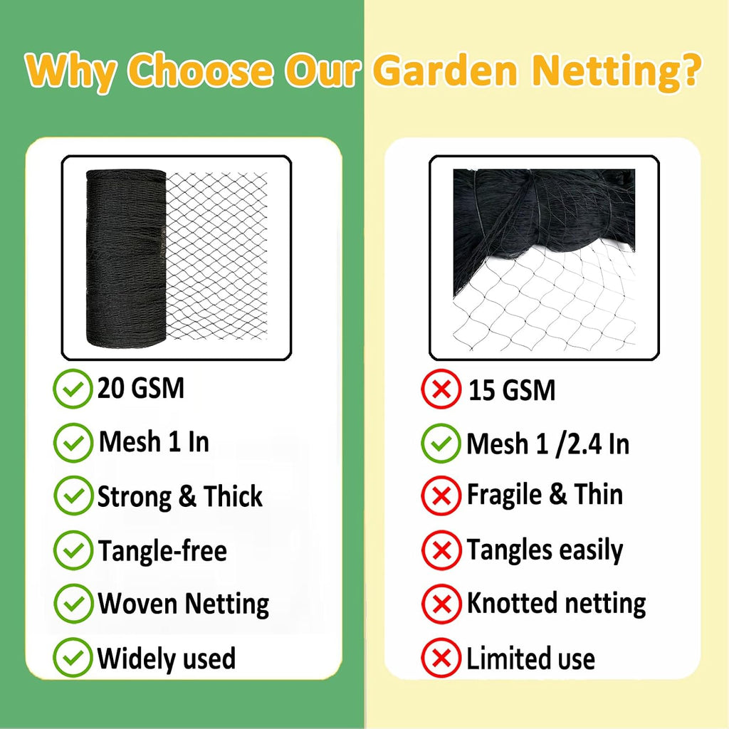 Bird Netting 25x50 Ft, 1 in Mesh Heavy Duty Garden Netting