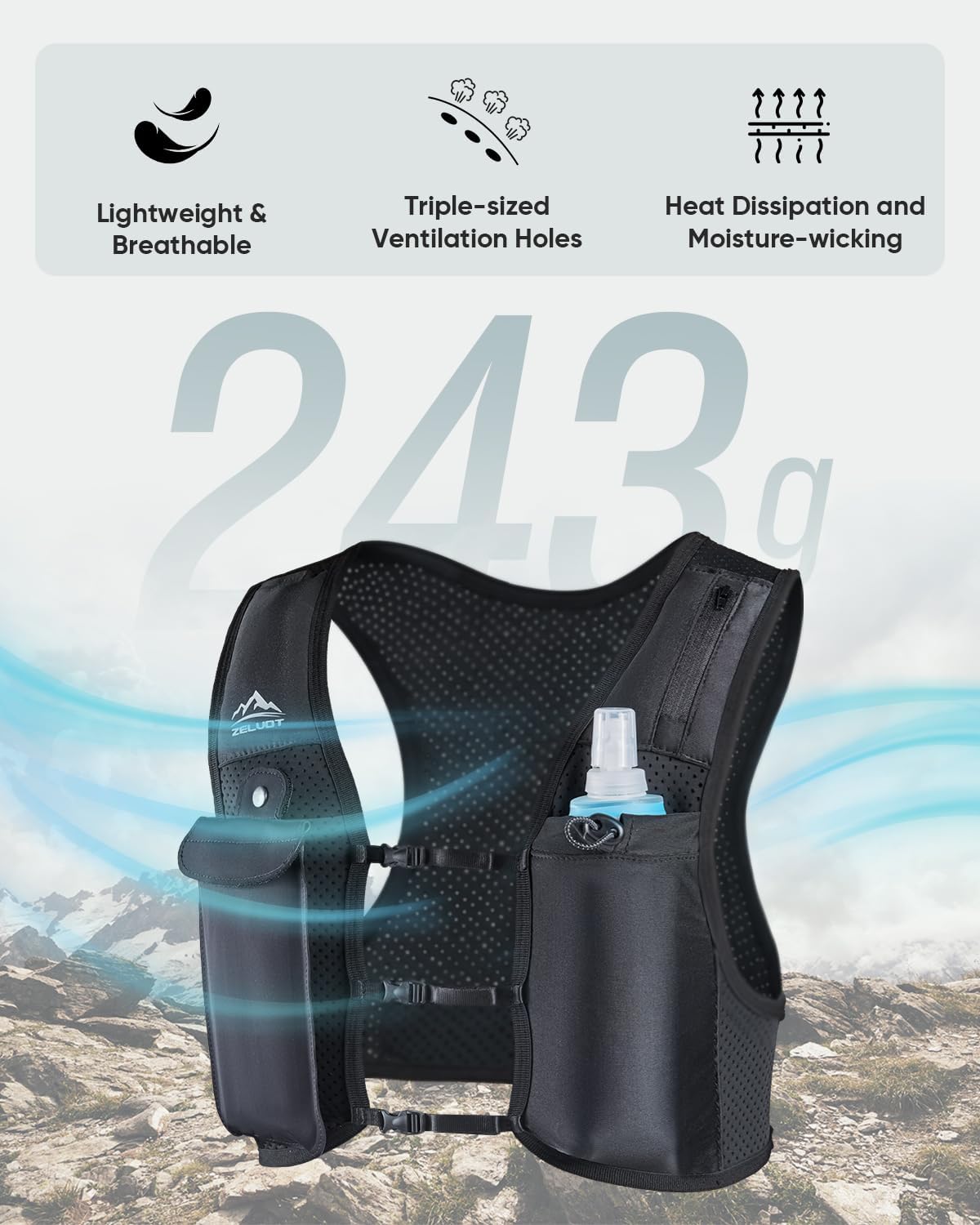 Zelvot Running Vest for Women Men, Touchscreen Phone Pocket