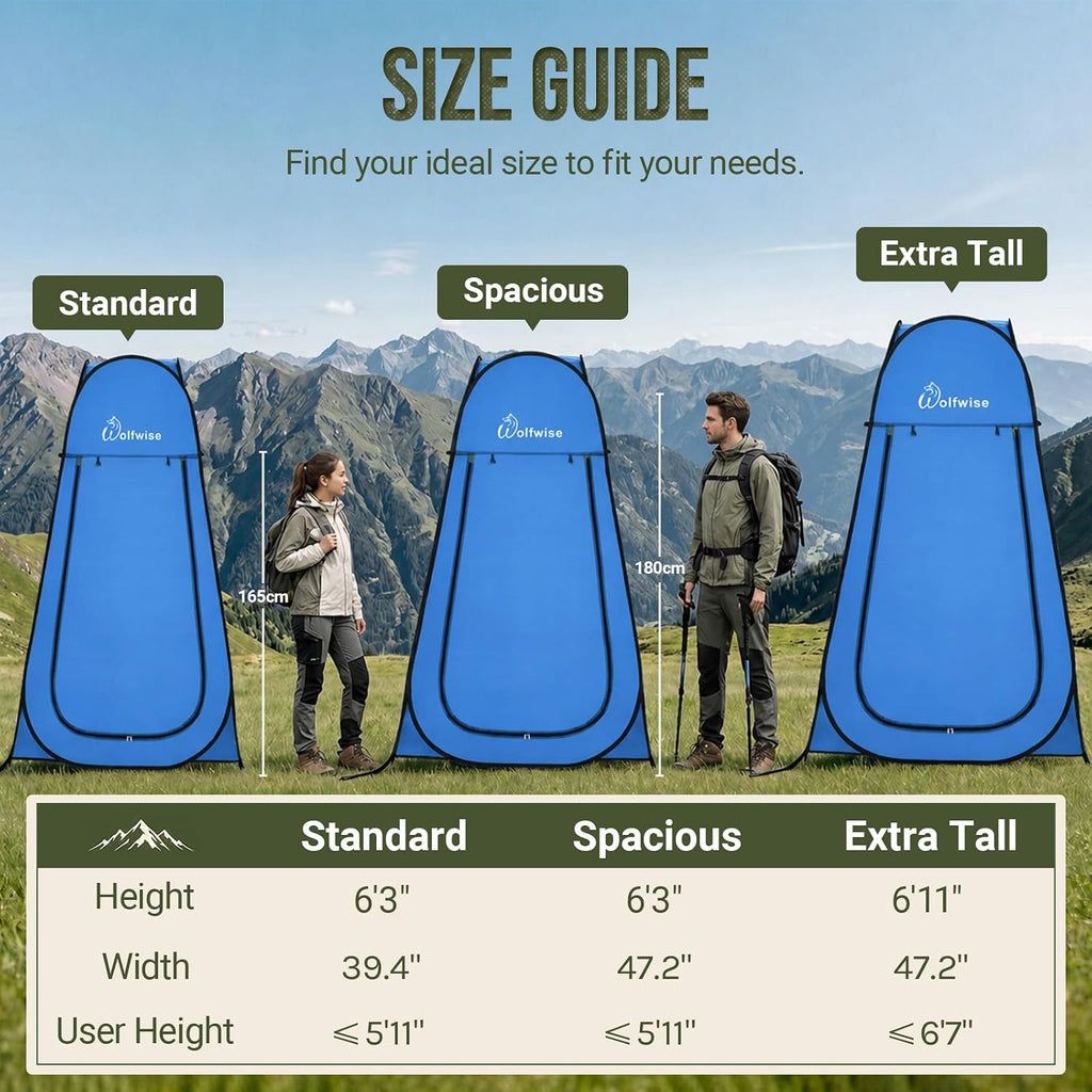 WolfWise Pop Up Shower Tent for Camping Essentials, Compact & Lightweight