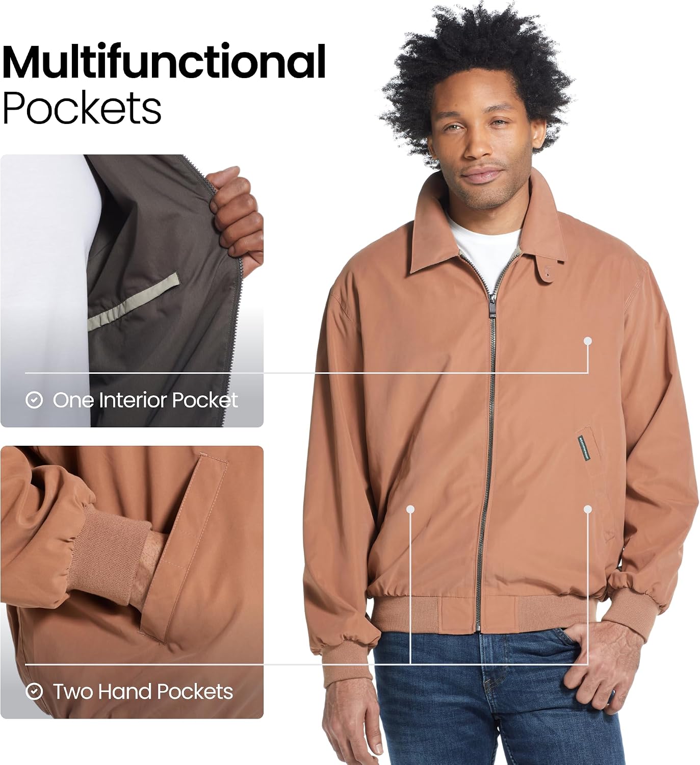 Weatherproof Men's Golf Jacket - Lightweight Windbreaker, Water-Resistant Microfiber Shell, Perfect for Golf & Casual Wear