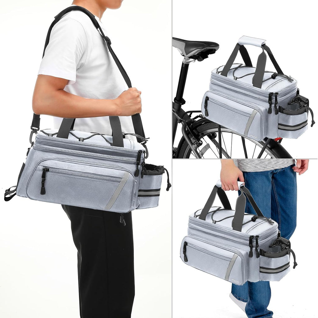 MOSISO Bike Rack Bag with Rain Cover, Bike Trunk Cooler Handag,Gray